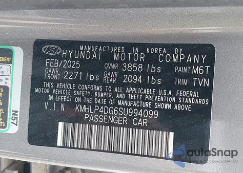 2025 Hyundai Elantra Limited z USA, uszkodzony, nr VIN KMHLP4DG6SU994099